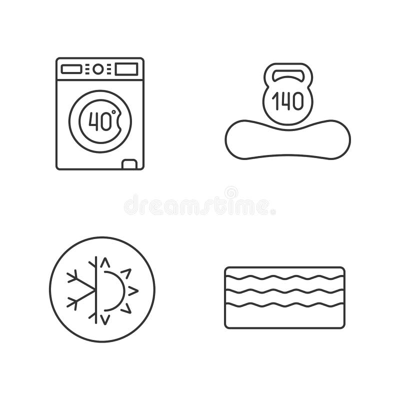 Orthopedic mattress linear icons set vector illustration