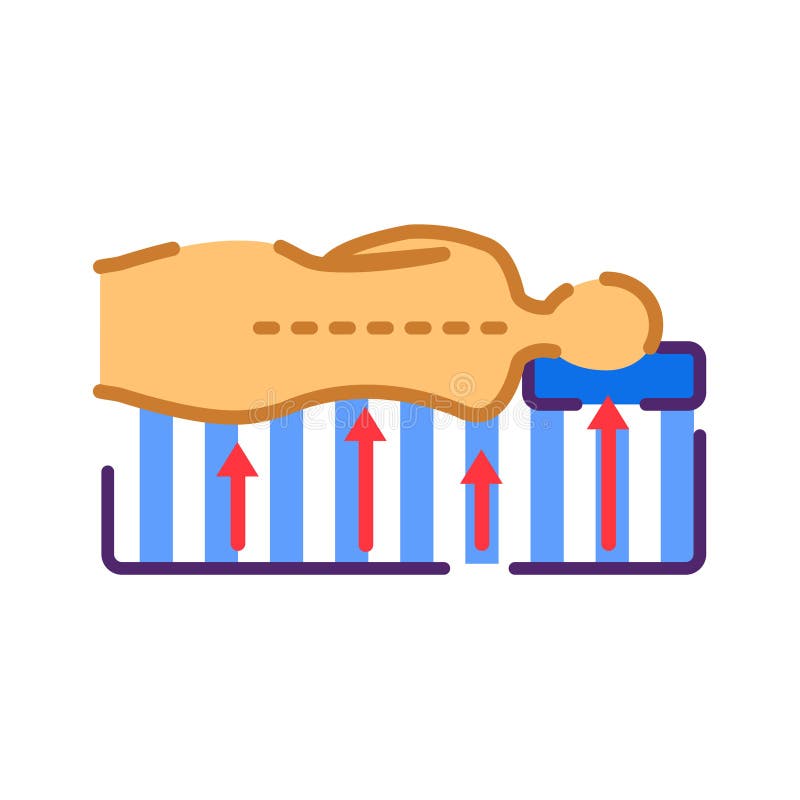 Orthopedic memory foam mattress line color icon. Correct sleeping position concept. vector illustration