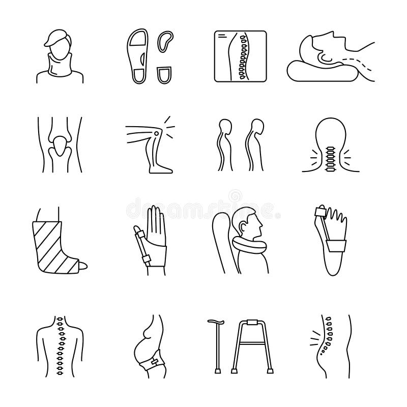 Orthopedic Sign Black Thin Line Icon Set. Vector Stock Vector ...