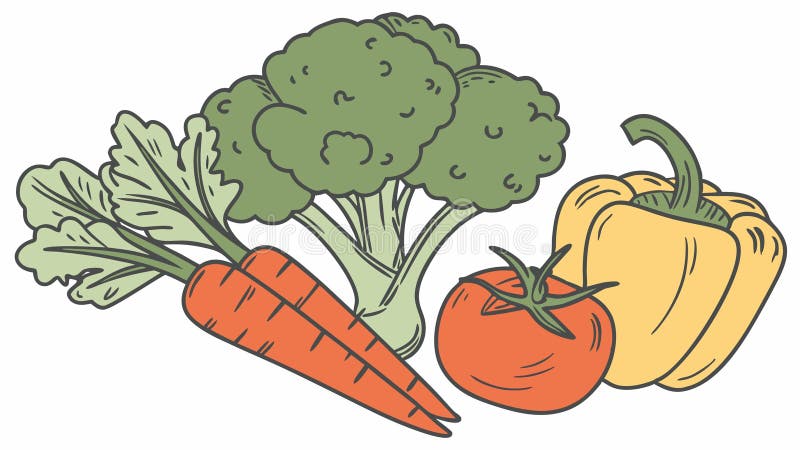 Ortofrutticoli freschi assortiti e sani, progettazione dei vettori alimentari Generative AI royalty illustrazione gratis
