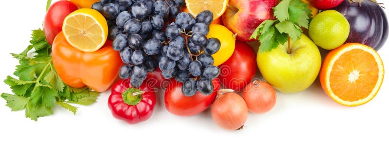 Ortofrutticoli isolati su fondo bianco Foto ampia fotografia stock libera da diritti Ortofrutticoli isolati su fondo bianco Foto ampia fotografia stock libera da diritti