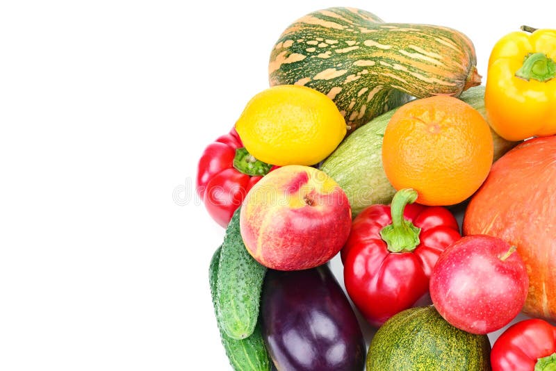 Ortofrutticoli isolati su sfondo bianco Spazio disponibile per il testo immagine stock libera da diritti Ortofrutticoli isolati su sfondo bianco Spazio disponibile per il testo immagine stock libera da diritti