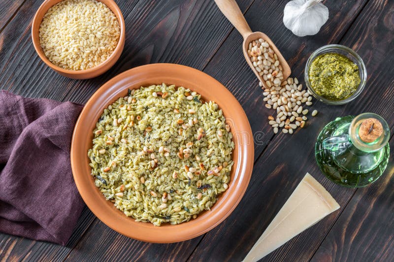 Orzo pasta salad stock image. Image of olive, healthy 185378949
