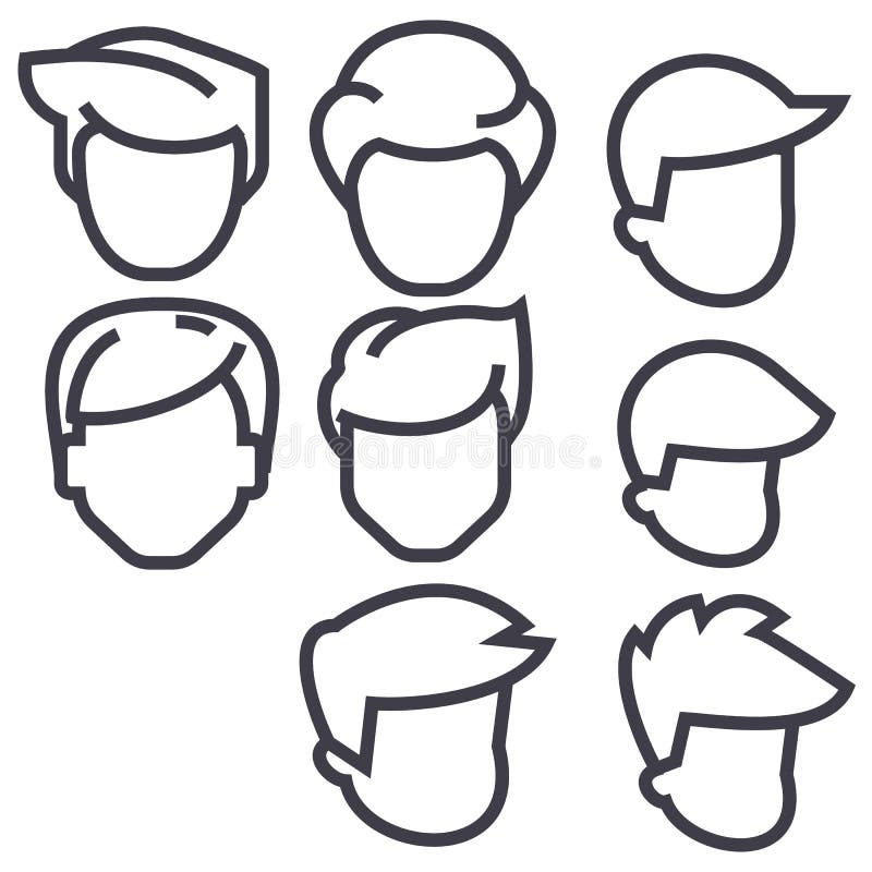 Os avatars dos homens dos cabelos vector a linha ícone, sinal, ilustração no fundo, cursos editáveis ilustração royalty free Os avatars dos homens dos cabelos vector a linha ícone, sinal, ilustração no fundo, cursos editáveis ilustração royalty free