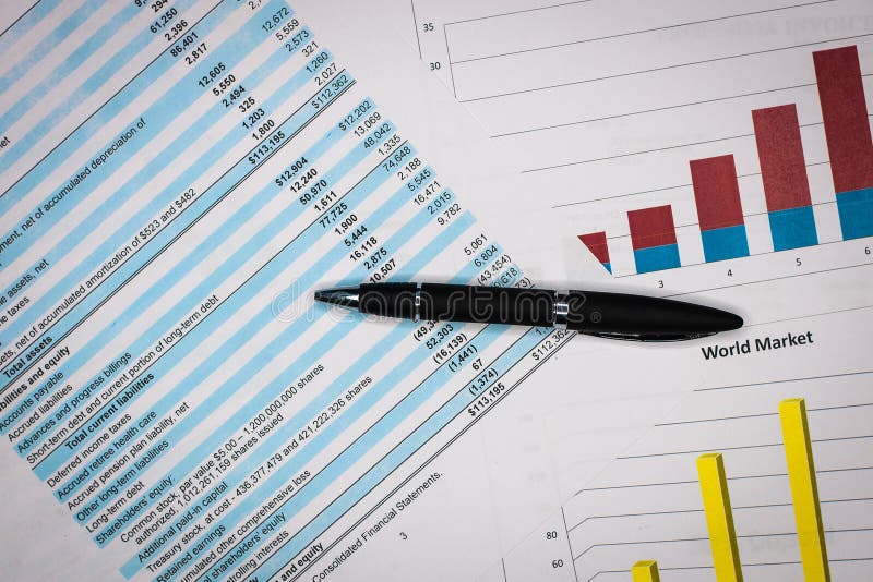 Financial statements review and analyze with colorful charts and tables. Financial analysis. Financial statements review and analyze with colorful charts and tables. Financial analysis.