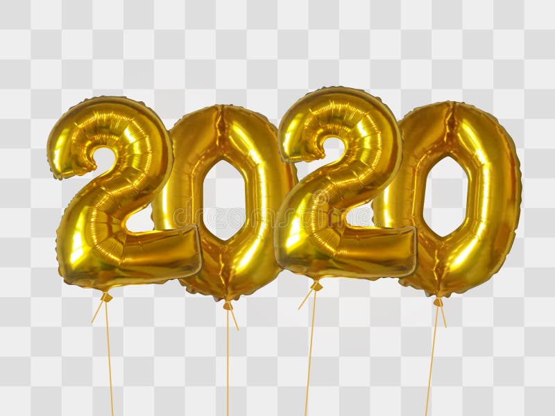 Os balões da folha de ouro numeram 2020 ilustração stock Os balões da folha de ouro numeram 2020 ilustração stock