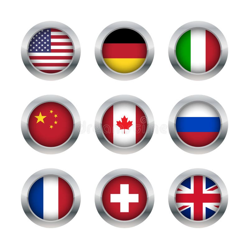 Os botões da bandeira ajustaram 1 ilustração stock