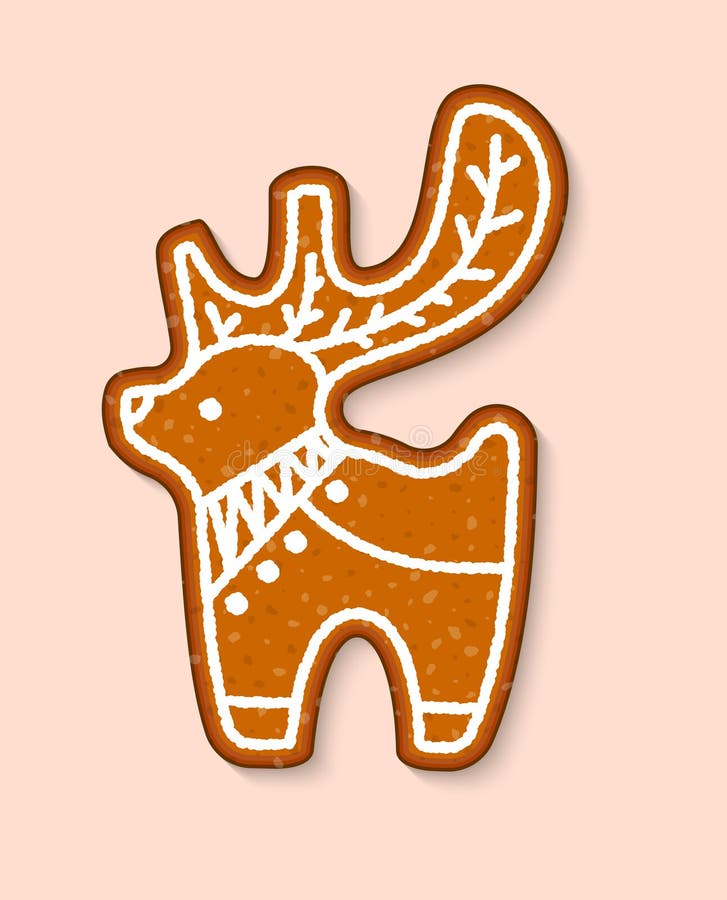 Os cervos da cookie do Natal endurecem as sobremesas doces do vetor cozinhadas ilustração stock Os cervos da cookie do Natal endurecem as sobremesas doces do vetor cozinhadas ilustração stock