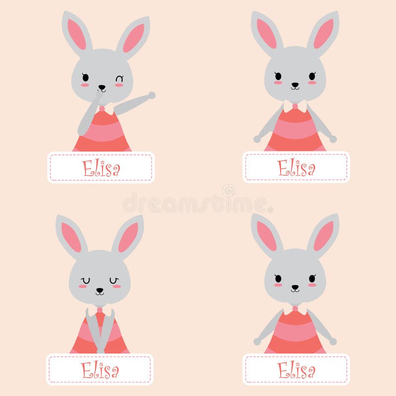 Vector a ilustração dos desenhos animados com gatos coloridos do kawaii  apropriados para o projeto ajustado da etiqueta do nome da criança, o nome  do rótulo e o conjunto de etiqueta imprimível