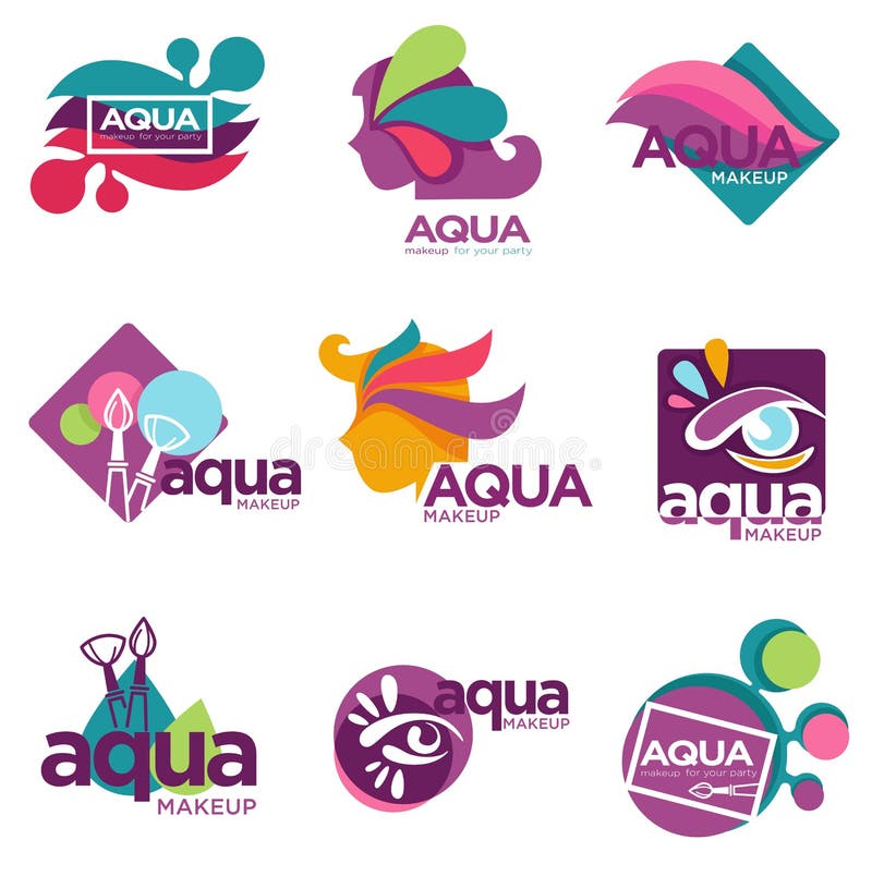 Os cosméticos da composição do Aqua marcam para que as mulheres usem-se ilustração do vetor Os cosméticos da composição do Aqua marcam para que as mulheres usem-se ilustração do vetor