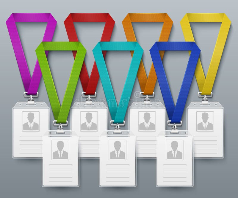 Os crachás do cartão da identificação do escritório colorem o molde do vetor das correias ilustração royalty free Os crachás do cartão da identificação do escritório colorem o molde do vetor das correias ilustração royalty free