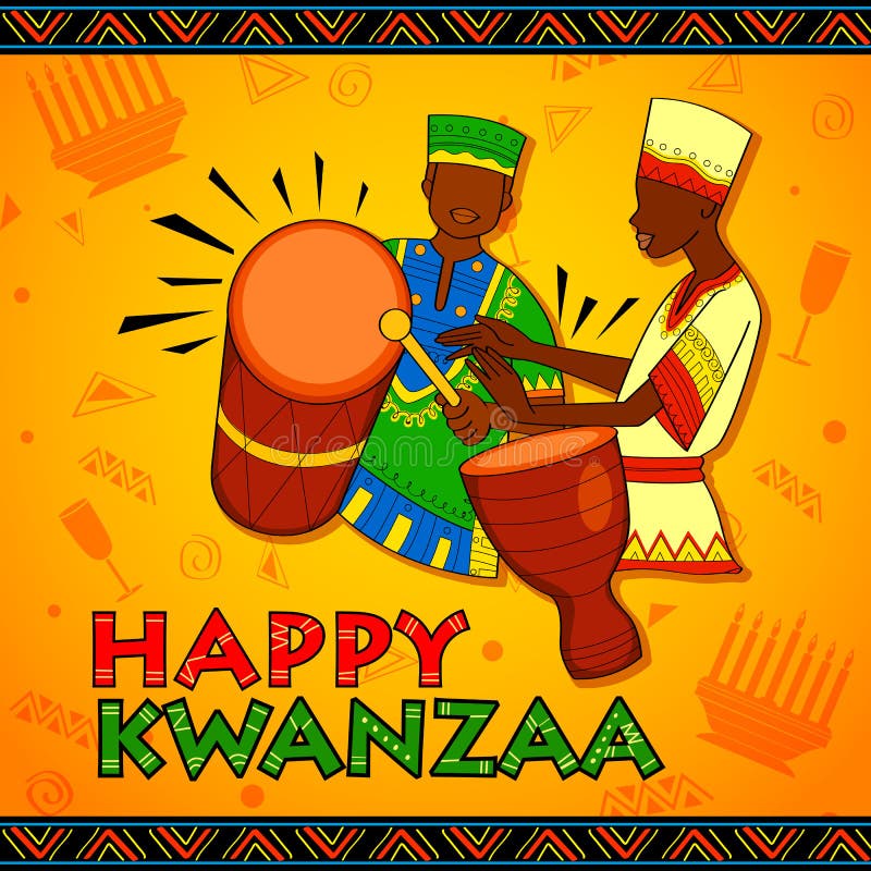 Os cumprimentos felizes de Kwanzaa para a celebração do festival afro-americano do feriado colhem