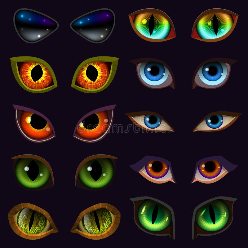 Os desenhos animados eyes os globos oculares do diabo do vetor de expressões assustadores do animal ou do monstro e dos animais c ilustração do vetor Os desenhos animados eyes os globos oculares do diabo do vetor de expressões assustadores do animal ou do monstro e dos animais c ilustração do vetor