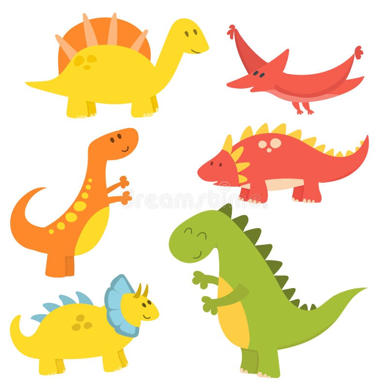 Conjunto de vetores de desenhos animados 01 de monstros de dinossauros  antigos vetor(es) de stock de ©ursus@zdeneksasek.com 144844385