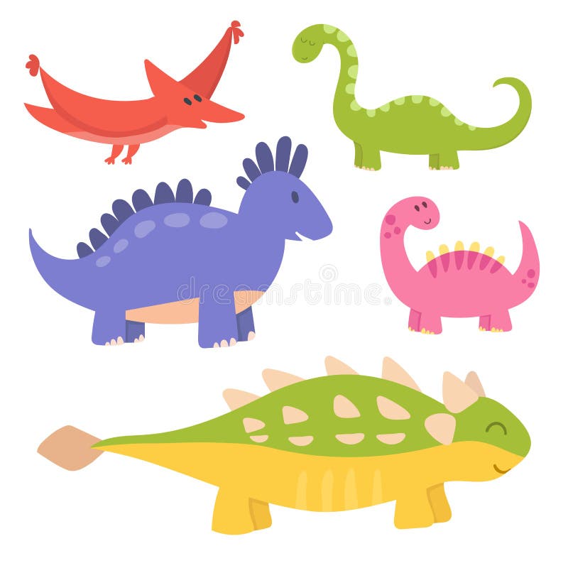 Conjunto de vetores de desenhos animados 01 de monstros de dinossauros  antigos vetor(es) de stock de ©ursus@zdeneksasek.com 144844385