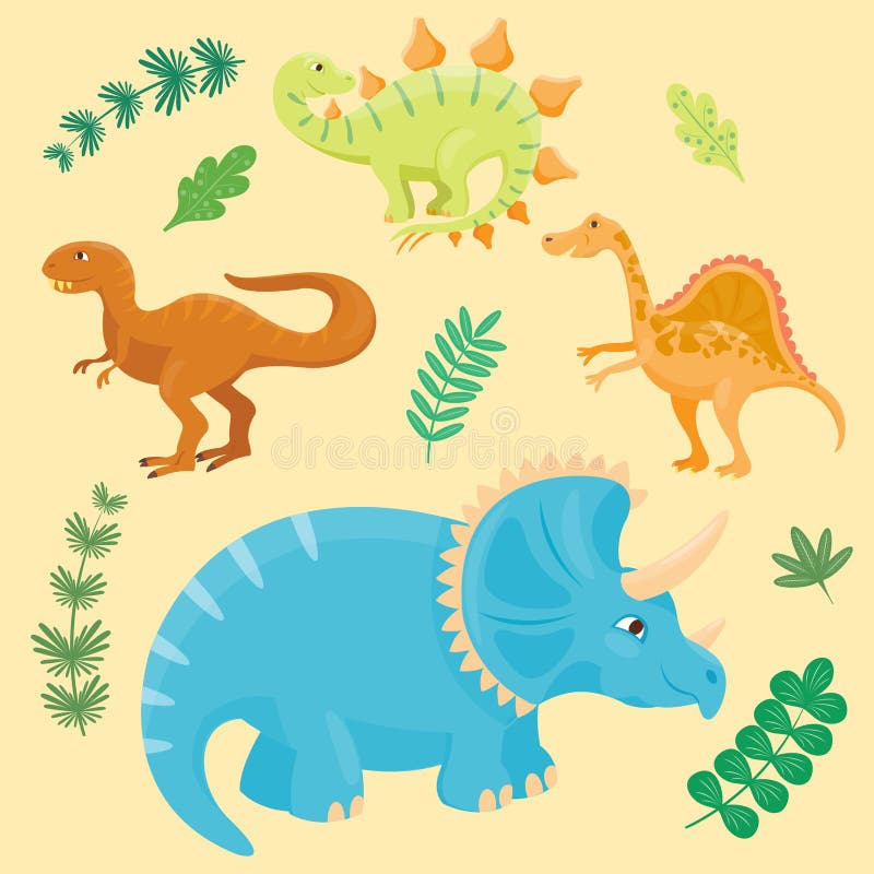 Os Dinossauros Dos Desenhos Animados Vector Do Réptil Pré-histórico Animal  Do Caráter De Dino Do Monstro Da Ilustração O Dragão J Ilustração do Vetor  - Ilustração de desenho, animal: 100903161