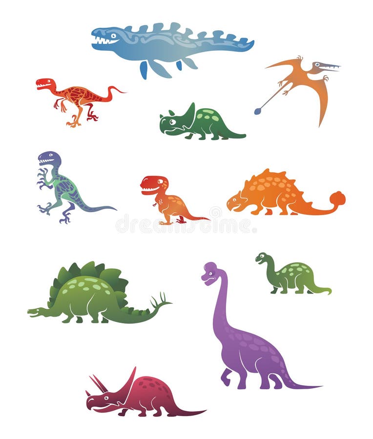 Dinossauros Coloridos Dos Desenhos Animados Ilustração do Vetor -  Ilustração de colorido, extinto: 44609637