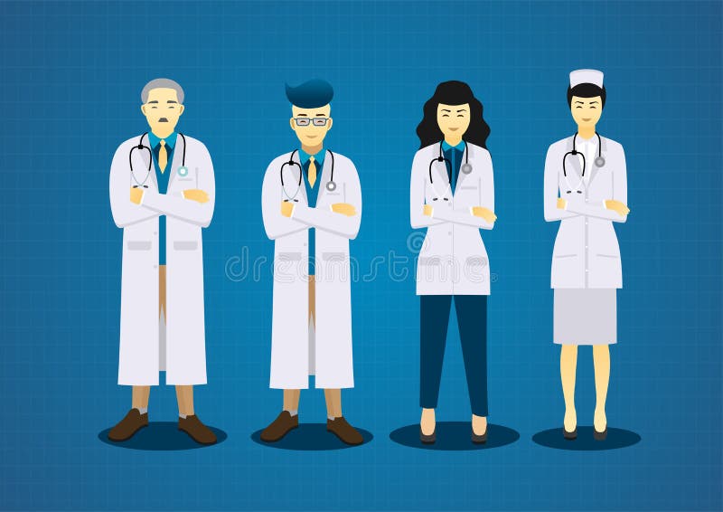 Os doutores da equipe e o grupo médico do projeto de caráter da enfermeira ilustração do vetor Os doutores da equipe e o grupo médico do projeto de caráter da enfermeira ilustração do vetor