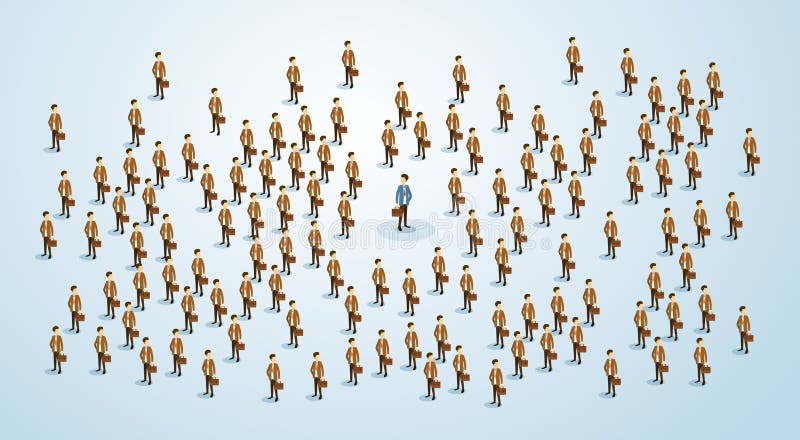 Os empresários agrupam, homem de negócios Stand Out Crowd ilustração royalty free Os empresários agrupam, homem de negócios Stand Out Crowd ilustração royalty free