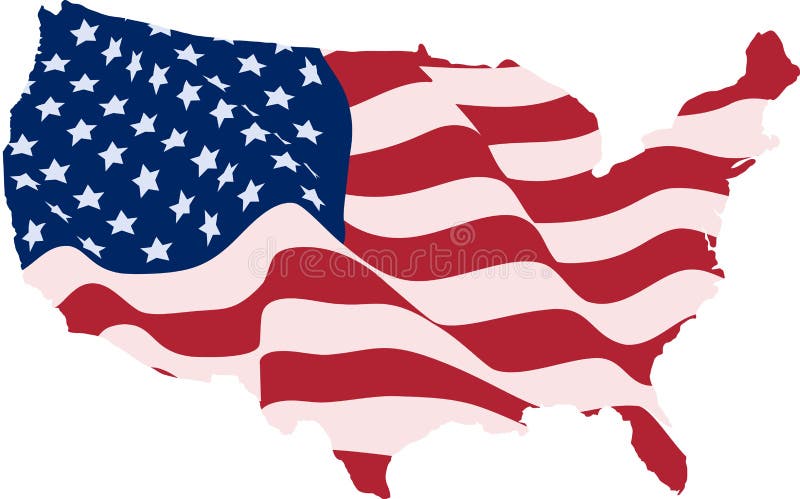 USA Flag in the form of maps of the United States on a white background. USA Flag in the form of maps of the United States on a white background