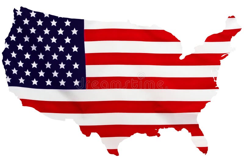 USA Flag in the form of maps of the United States on a white background. USA Flag in the form of maps of the United States on a white background