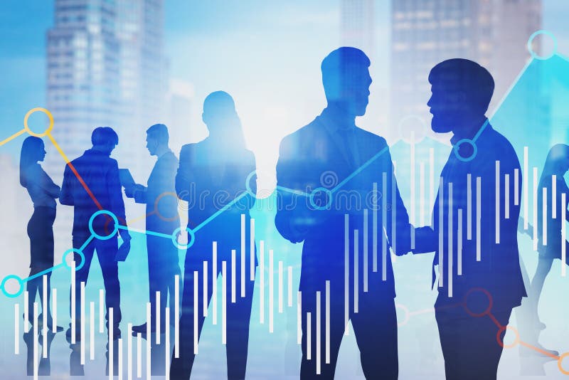 Os executivos na cidade borrada, representam graficamente imagem de stock Os executivos na cidade borrada, representam graficamente imagem de stock