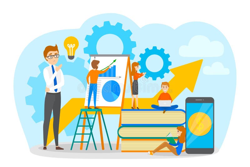 Os executivos pequenos estão trabalhando junto o conceito ilustração royalty free Os executivos pequenos estão trabalhando junto o conceito ilustração royalty free