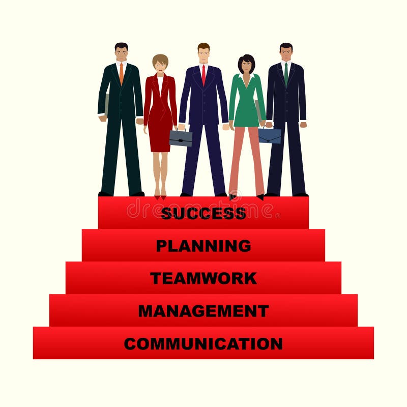 Os executivos team ir acima ao sucesso, etapa 5 para o sucesso ilustração stock Os executivos team ir acima ao sucesso, etapa 5 para o sucesso ilustração stock