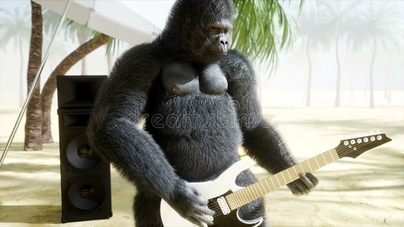 Vetores de Gorila Ouvir Música Jogar Jogos E Se Tornar Um