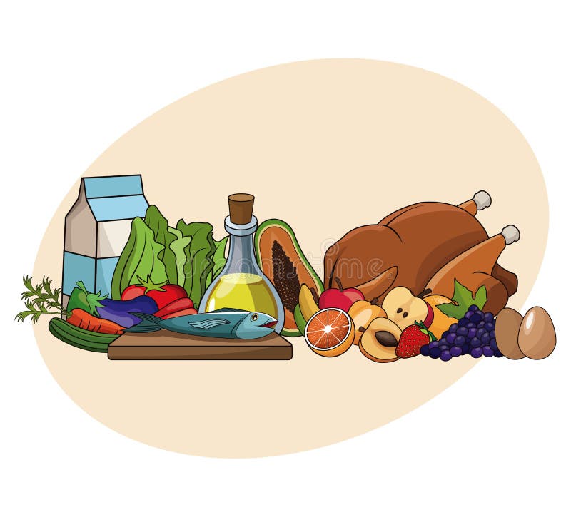 Os ingredientes básicos da nutrição fazem dieta saudável ilustração royalty free Os ingredientes básicos da nutrição fazem dieta saudável ilustração royalty free