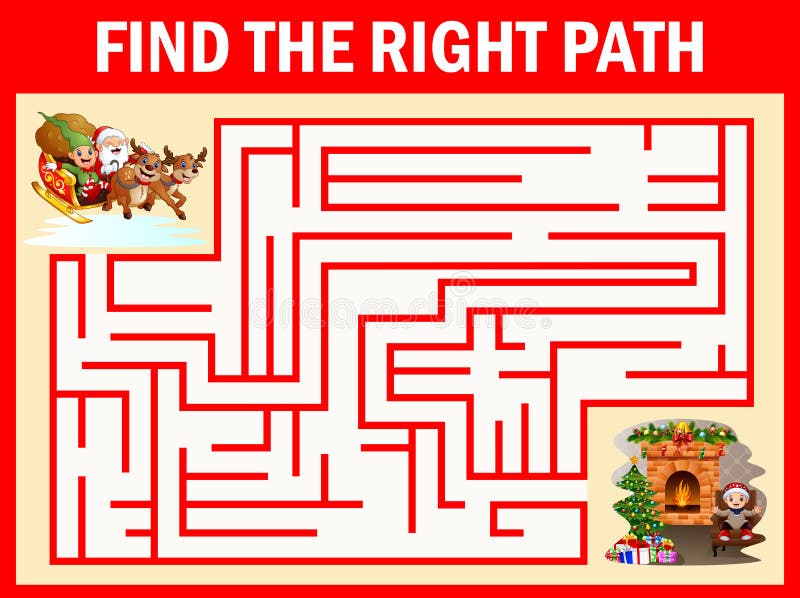 Os jogos de Papai Noel do labirinto encontram sua maneira à chaminé ilustração royalty free Os jogos de Papai Noel do labirinto encontram sua maneira à chaminé ilustração royalty free