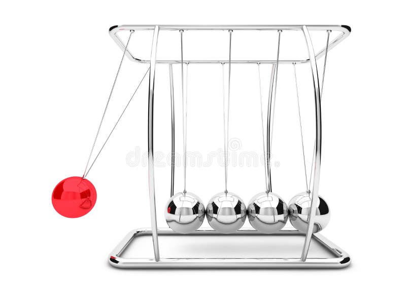 Os newtons embalam com a uma bola vermelha aumentada 3d ilustração do vetor Os newtons embalam com a uma bola vermelha aumentada 3d ilustração do vetor