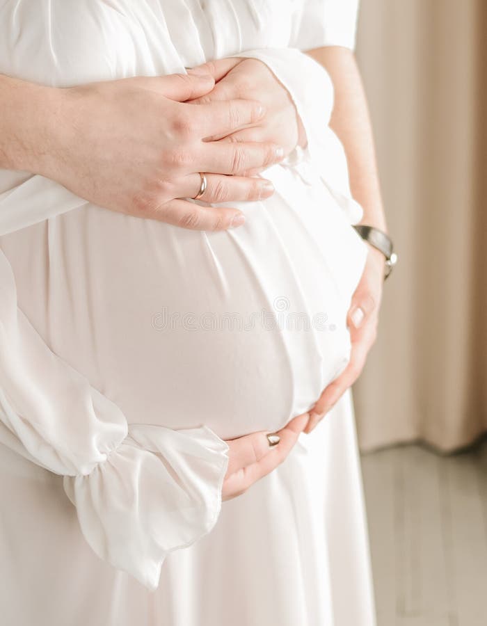Os pares amam abraçar a mulher gravida da família imagens de stock Os pares amam abraçar a mulher gravida da família imagens de stock