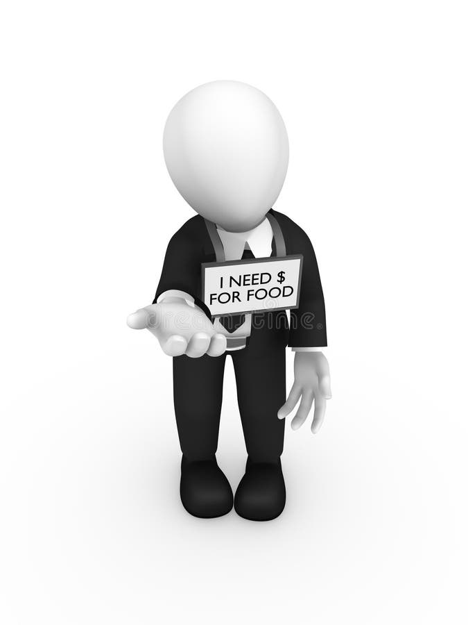 Os pobres com fome pedem o dinheiro Conceito da bancarrota ilustração stock Os pobres com fome pedem o dinheiro Conceito da bancarrota ilustração stock
