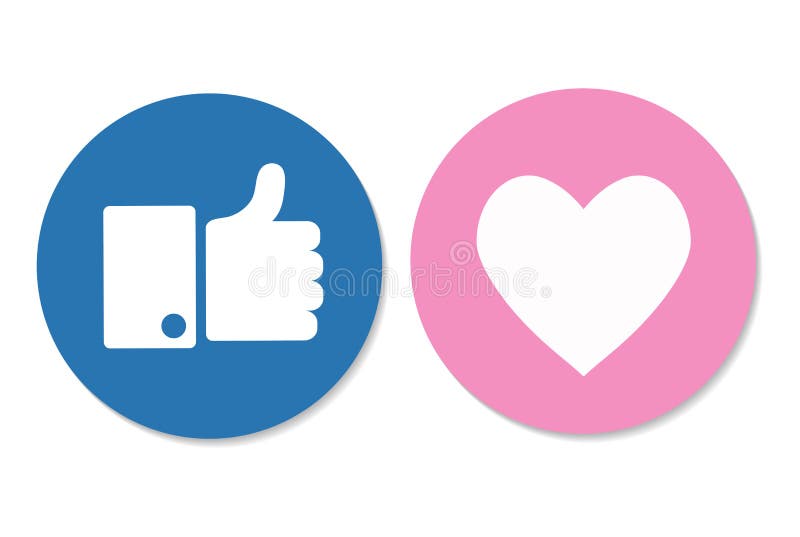 Os polegares levantam e o ícone do coração em um fundo branco ico social dos meios ilustração royalty free Os polegares levantam e o ícone do coração em um fundo branco ico social dos meios ilustração royalty free