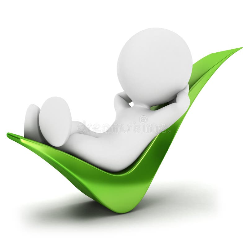 os povos 3d brancos relaxaram em uma marca de verificação ilustração stock os povos 3d brancos relaxaram em uma marca de verificação ilustração stock