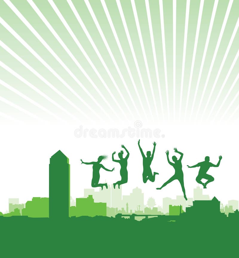 People jumping on a cityscape background. People jumping on a cityscape background