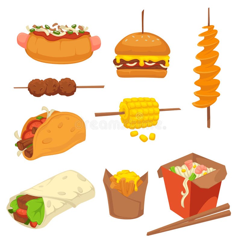 Snack Rápido, Desenho Isolado Do Anel De Cebola Ilustração do