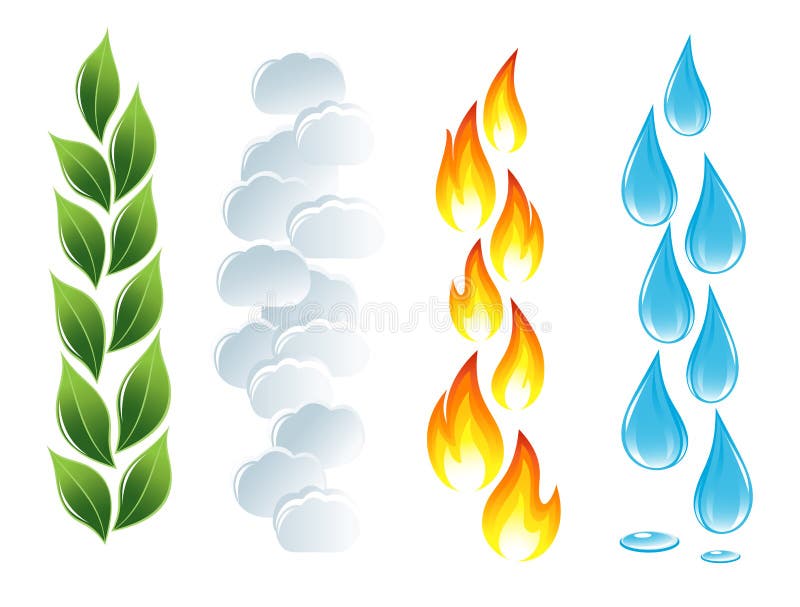 Conjunto Dos Ícones Dos Quatro Elementos Da Natureza. 4 Elementos Água, Fogo,  Terra, Símbolos De Ar Vetor Ilustração Isolada Ilustraciones svg,  vectoriales, clip art vectorizado libre de derechos. Image 84813514