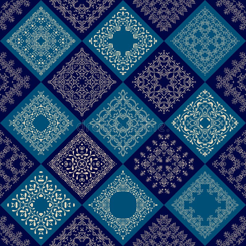 Azulejos abstratos patchwork fundo contínuo ilustração stock