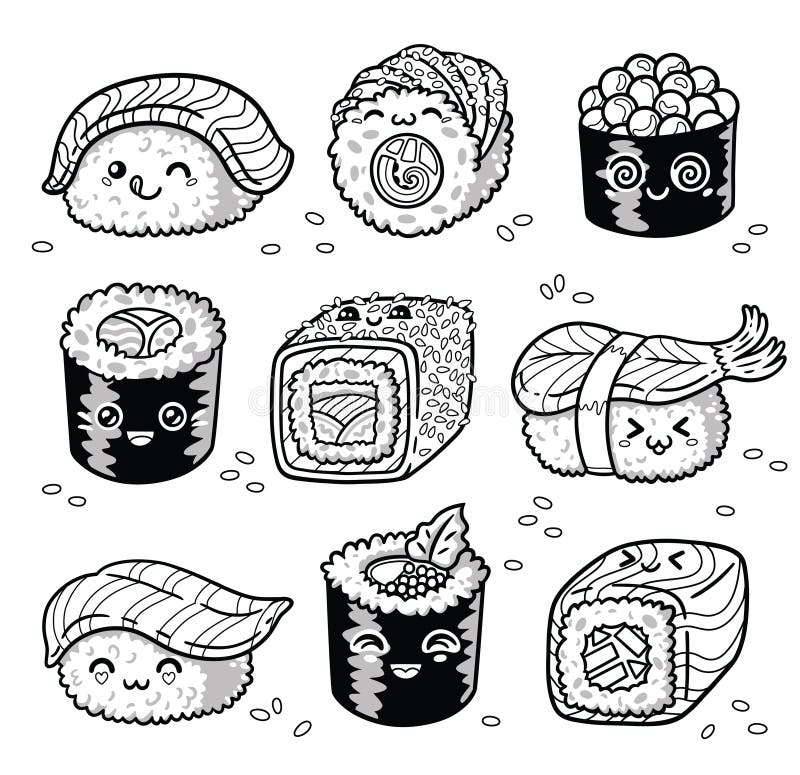 Desenho de doces kawaii para colorir  Desenhos para colorir e imprimir  gratis