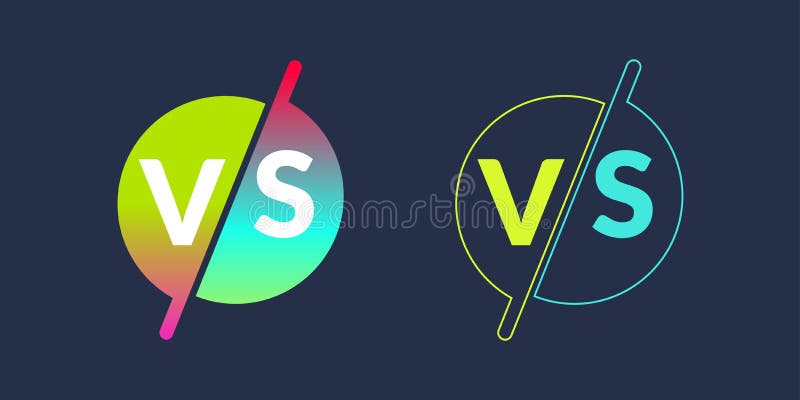 Bright poster symbols of confrontation VS, can be the same logo. Vector illustration on a color background with a trendy minimalist style. Bright poster symbols of confrontation VS, can be the same logo. Vector illustration on a color background with a trendy minimalist style.