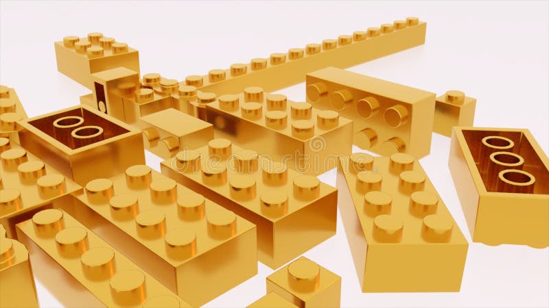 Os tijolos plásticos do lego do ouro brincam ilustração do vetor Os tijolos plásticos do lego do ouro brincam ilustração do vetor