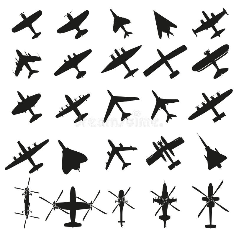 Os ícones ajustaram aviões ilustração royalty free Os ícones ajustaram aviões ilustração royalty free
