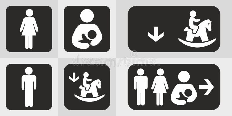 Os ?cones do toalete ajustaram o wc do toalete do menino ou da menina ilustração stock Os ?cones do toalete ajustaram o wc do toalete do menino ou da menina ilustração stock