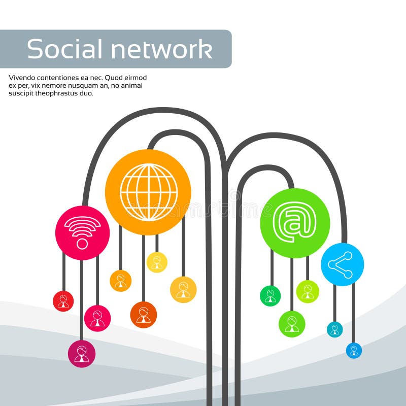 Os ícones sociais dos meios da árvore da tecnologia diluem a linha logotipo ilustração stock Os ícones sociais dos meios da árvore da tecnologia diluem a linha logotipo ilustração stock
