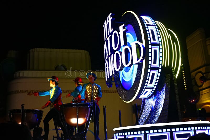 First float of the new revolutionary night`s UNIVERSAL SPECTACLE NIGHT parade royalty free stock images First float of the new revolutionary night`s UNIVERSAL SPECTACLE NIGHT parade royalty free stock images