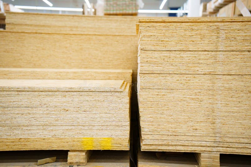 OSB Board. Sheet Material is Used in Construction. Hardware Store