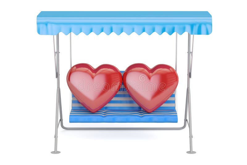 Oscilación del jardín con dos corazones, 3D ilustración del vector Oscilación del jardín con dos corazones, 3D ilustración del vector