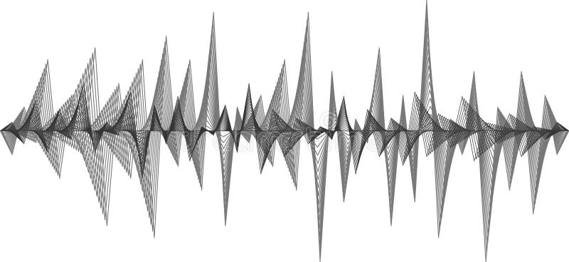 Oscilație complexă de forme de undă cu detalii complexe reprezentând date audio sau vizualizarea undelor de sunet digitale stock illustration